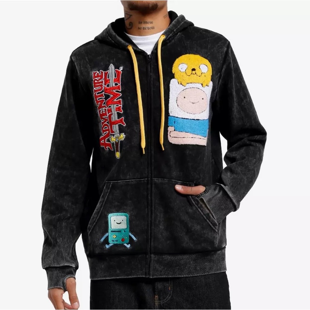 Unisex Adventure Time Jake & Finn Mineral Wash Hoodie Hot Topic